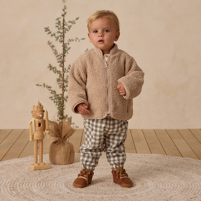 Quincy Mae Shearling Zip Jacket - Oat