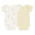 Quincy Mae Short Sleeve Bodysuit - 2 Pack - Hot Air Balloons / Yellow Stripe