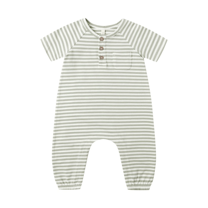 Quincy Mae Short Sleeve Jumpsuit - Fern Stripe