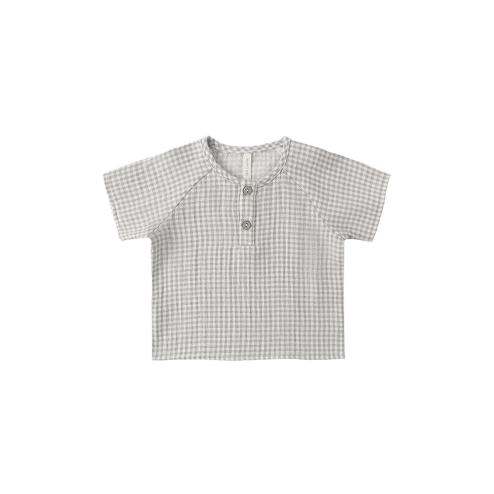 Quincy Mae Short Sleeve Zion Shirt - Sage Gingham