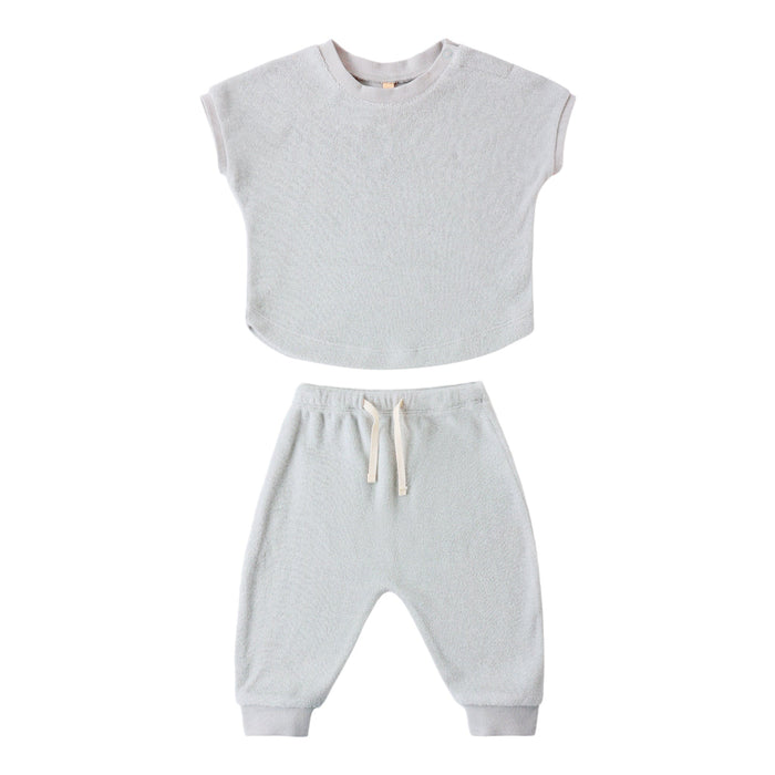 Quincy Mae Terry Tee + Pant Set - Sky