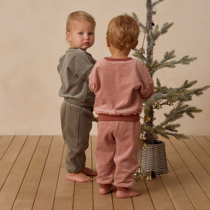Quincy Mae Velour Relaxed Sweatpant - Candy Stripe