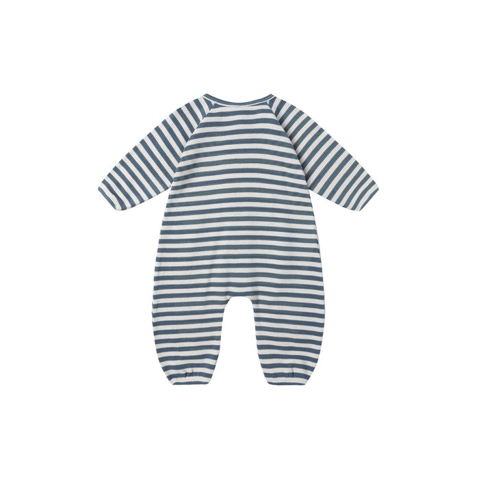 Quincy Mae Waffle Long Sleeve Jumpsuit - Ocean Stripe
