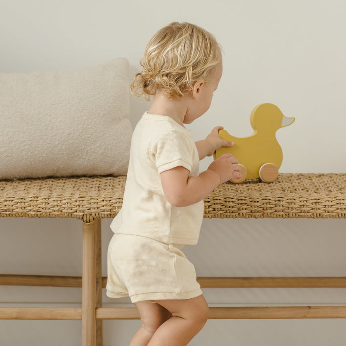 Quincy Mae Waffle Shortie Set - Natural