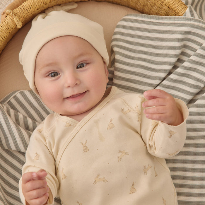 Quincy Mae Wrap Top + Footed Pant Set - Bunnies
