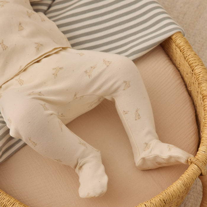 Quincy Mae Wrap Top + Footed Pant Set - Bunnies