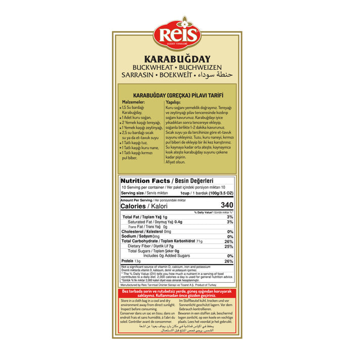 Reis Buckwheat is a nutritious and gluten-free grain alternative, perfect for healthy meals and spec