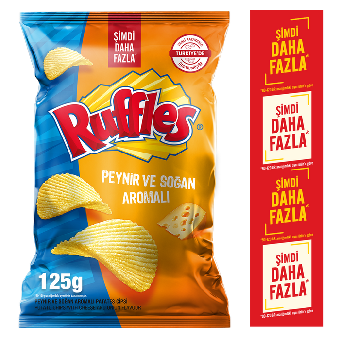 Ruffles Cheese and Onion Potato Chips Super Size bring the bold, savory flavors of Türkiye straight to your snack time.