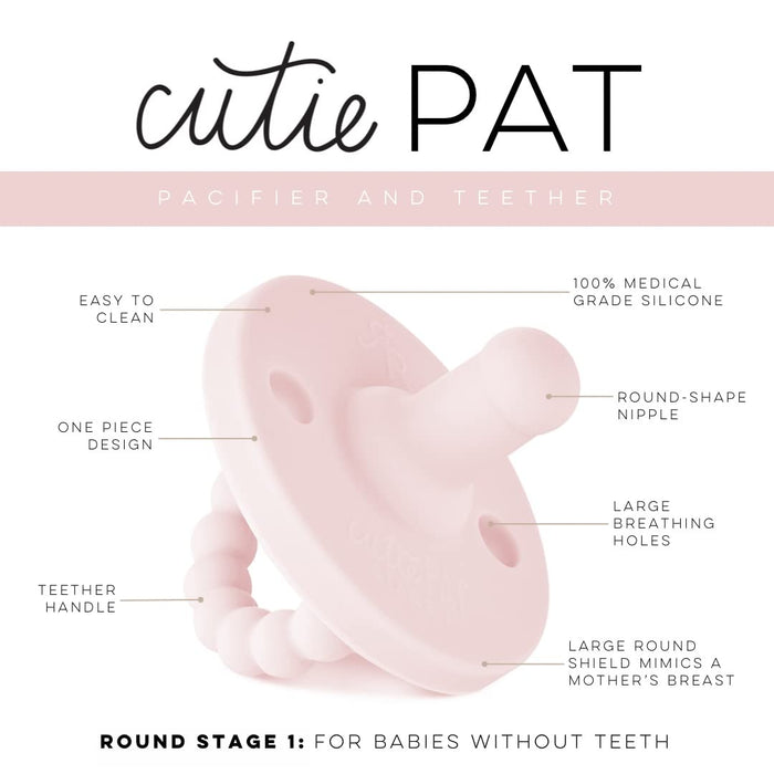 Ryan and Rose Round Cutie PAT Pacifier 2 Pack - Pink / Rose - Stage 1