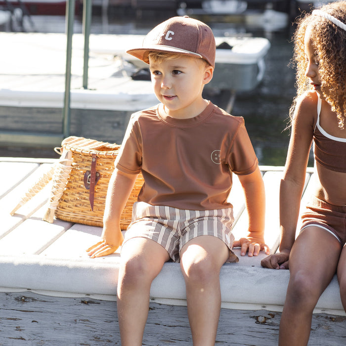 Rylee and Cru Boardshort - Brown Butterscotch Stripe
