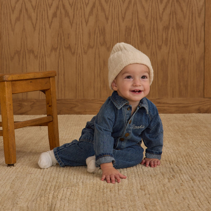 Rylee and Cru Collared Baby Jumpsuit - Indigo Denim