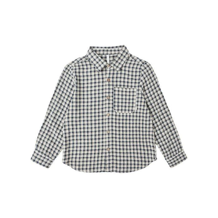 Rylee and Cru Collared Long Sleeve Shirt - Navy Check