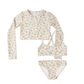 Rylee and Cru Crop Rashguard Set - Yellow Floral