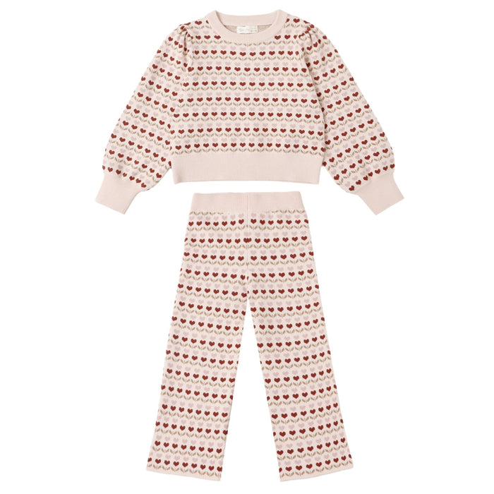 Rylee and Cru Jacquard Knit Set - Ruby Hearts