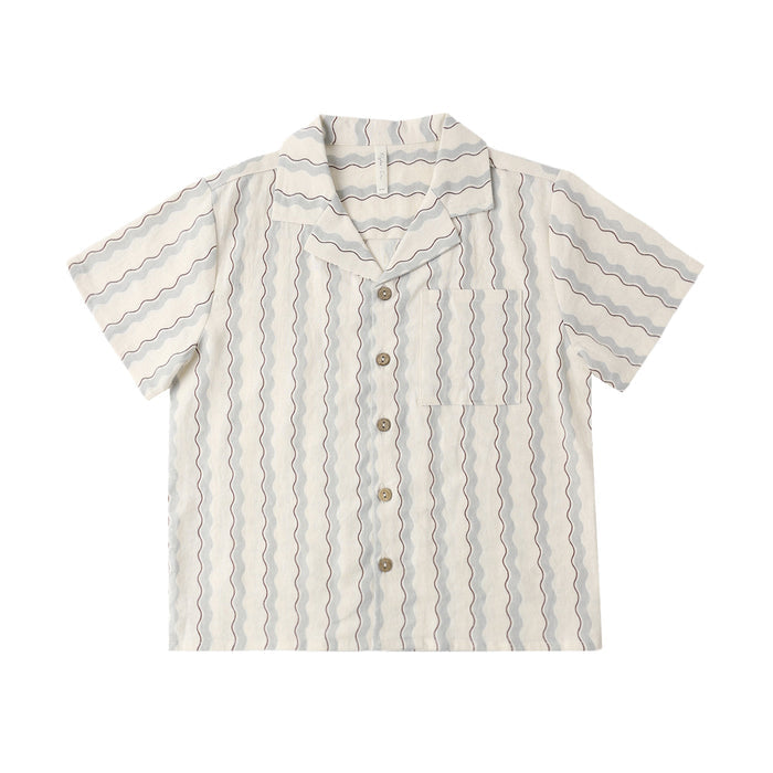 Rylee and Cru Lapel Collar Shirt - Wave Stripe