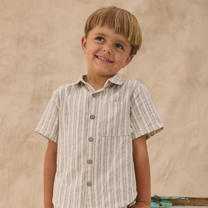 Rylee and Cru Lapel Collar Shirt - Wave Stripe