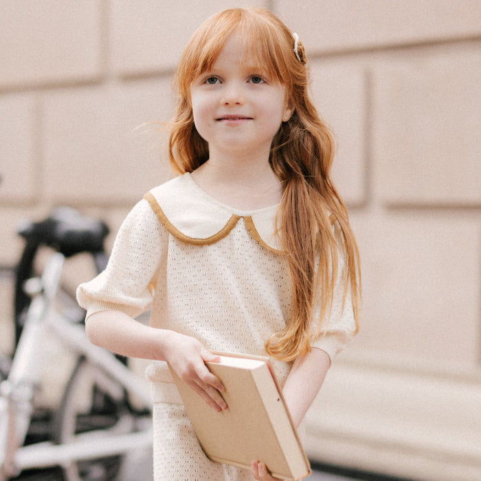 Rylee and Cru Pointelle Collared Top - Natural