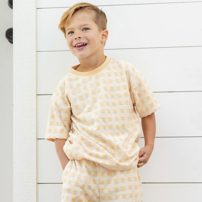 Rylee and Cru Relaxed Tee - Butterscotch Grid
