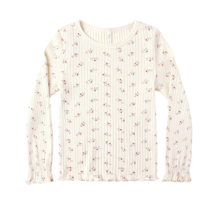 Rylee and Cru Ribbed Long Sleeve Top - Natural Ditsy