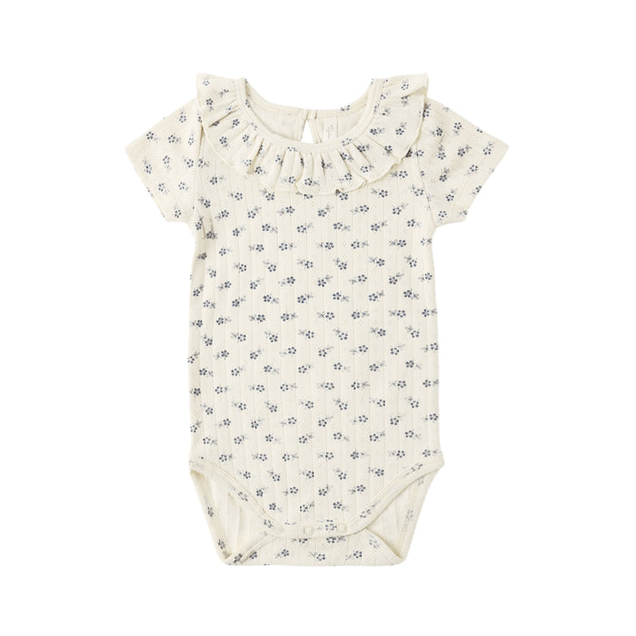 Rylee and Cru Ruffle Collar Bodysuit - Blue Ditsy