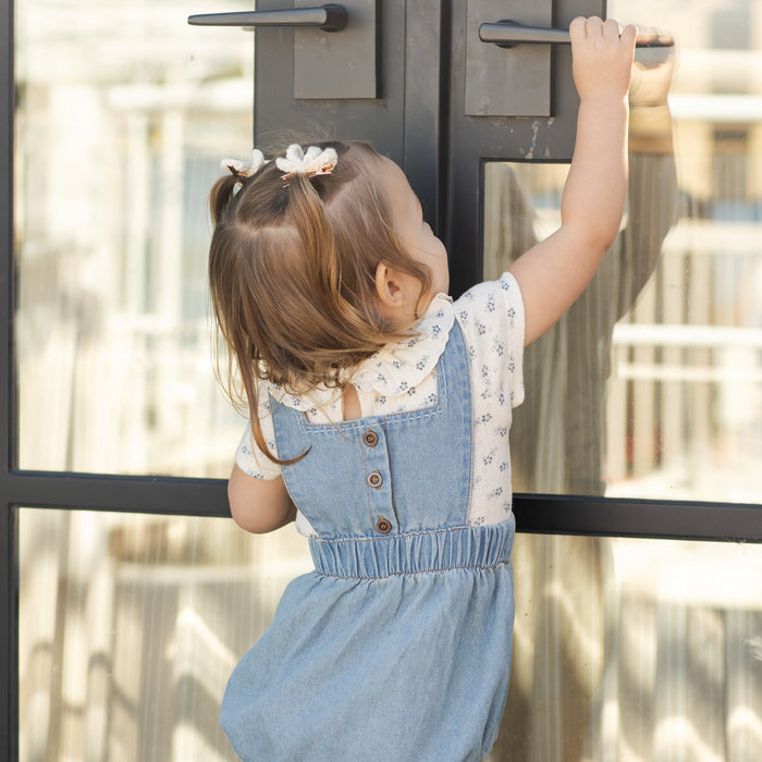 Rylee and Cru Ruffle Collar Bodysuit - Blue Ditsy