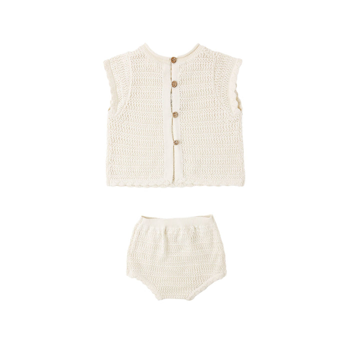 Rylee and Cru Scallop Knit Baby Set - Natural
