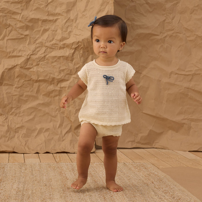 Rylee and Cru Scallop Knit Baby Set - Natural