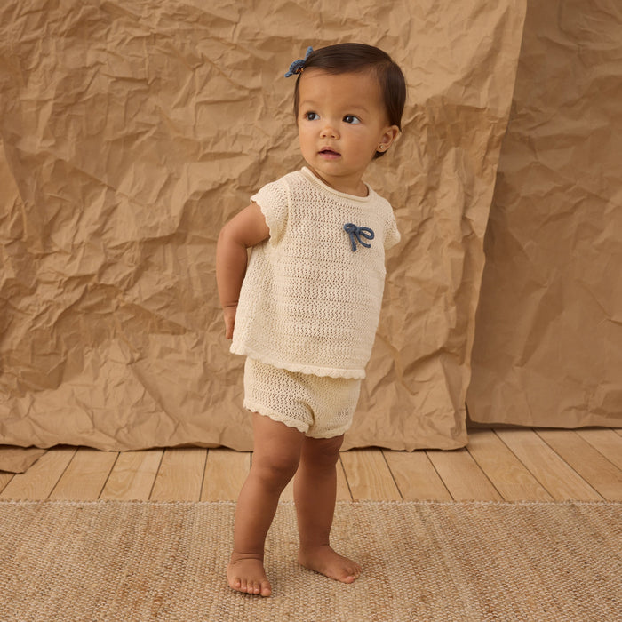 Rylee and Cru Scallop Knit Baby Set - Natural