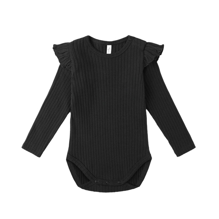 Rylee and Cru Shoulder Ruffle Bodysuit - Black