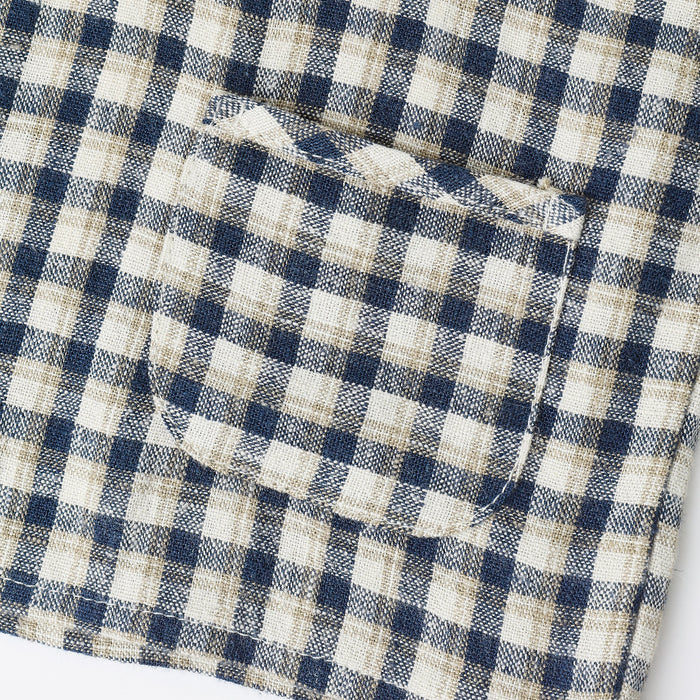 Rylee and Cru Woven Henley Tee - Navy Check