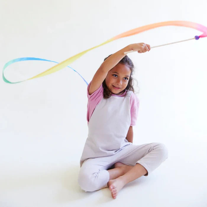 Sarah's Silks Boho Rainbow Silk & Wood Streamer