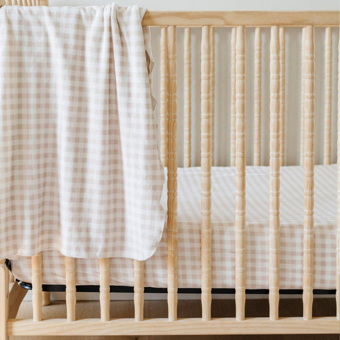 Saranoni Minky Stretch Luxe Crib Sheet - Gingham