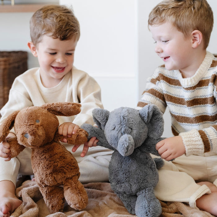 Kids play with Saranoni Stuffed Animal - Puppy and Elephant