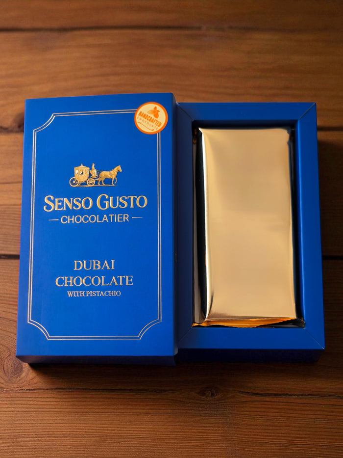 Senso Gusto Premium Dubai Chocolate 7 oz / 200 Gr - Crispy Kadayif & Pistachio Filled Luxury Kunafa Chocolate