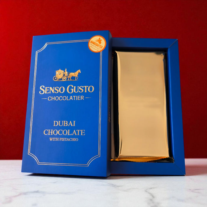 Senso Gusto Premium Dubai Chocolate 7 oz / 200 Gr - Crispy Kadayif & Pistachio Filled Luxury Kunafa Chocolate
