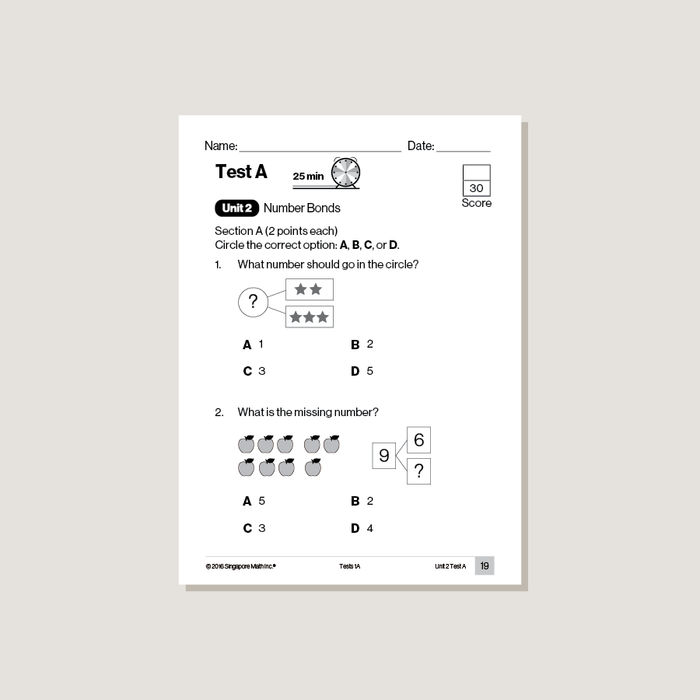 Singapore Math Common Core Tests 1A - Blemished