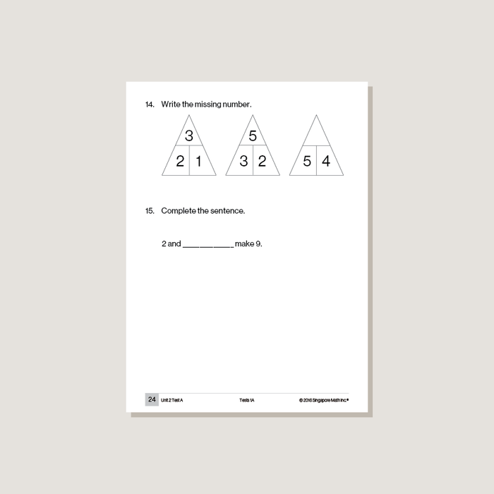 Singapore Math Common Core Tests 1A - Blemished