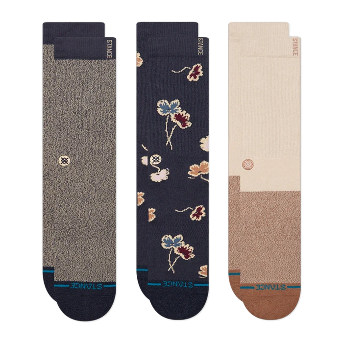 Stance Men's Butter Blend Crew Socks - 3 Pack - Botanical Bliss - Navy