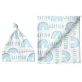 Sugar + Maple Large Blanket & Hat Set - Rainbow Blue