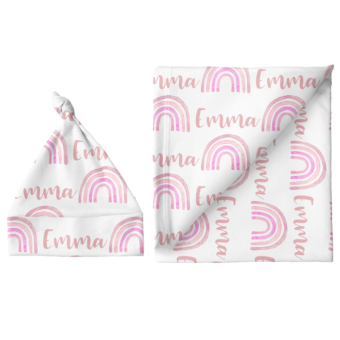 Sugar + Maple Large Blanket & Hat Set - Rainbow Pink