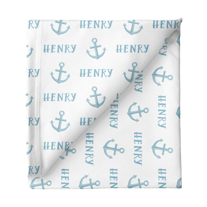 Sugar + Maple Large Stretchy Blanket - Anchor Blue