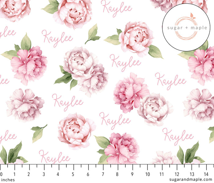 Sugar + Maple Large Stretchy Blanket - Pink Peonies
