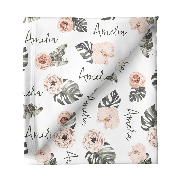 Sugar + Maple Large Stretchy Blanket - Tropical Floral