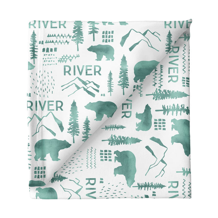 Sugar + Maple Large Stretchy Blanket - Woodland Green