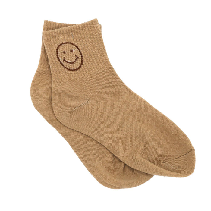 Baby Cubby Women's Crew Smiling Face Socks - Tan