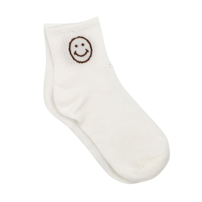 Baby Cubby Women's Crew Smiling Face Socks - White