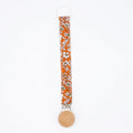 Wood Top Linen Pacifier Clip - Rust Floral