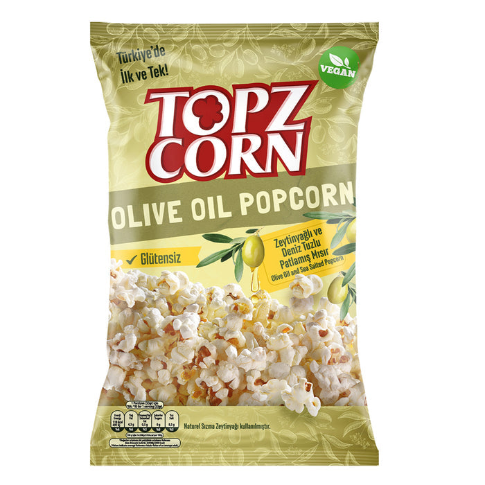Enjoy a light and flavorful snack with Topzcorn Olive Oil & Sea Salt Gluten-Free Popcorn.