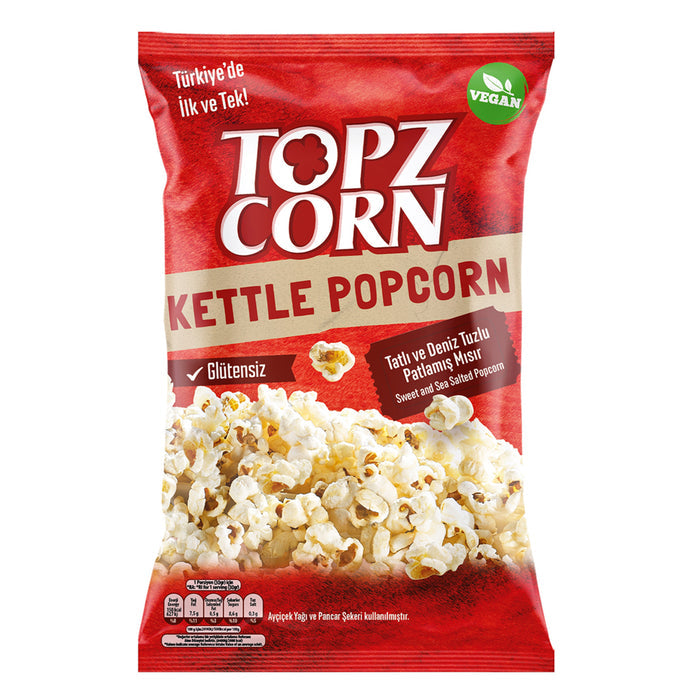 Enjoy the perfect balance of sweet and salty with Topzcorn Sweet & Salty Gluten-Free Kettle Popcorn.