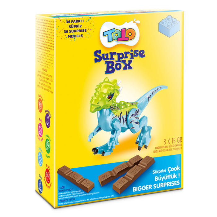 Bring fun and flavor together with the Toto Surprise Box (Boy) – a delightful treat that combines creamy milk chocolate with a surprise toy inside!